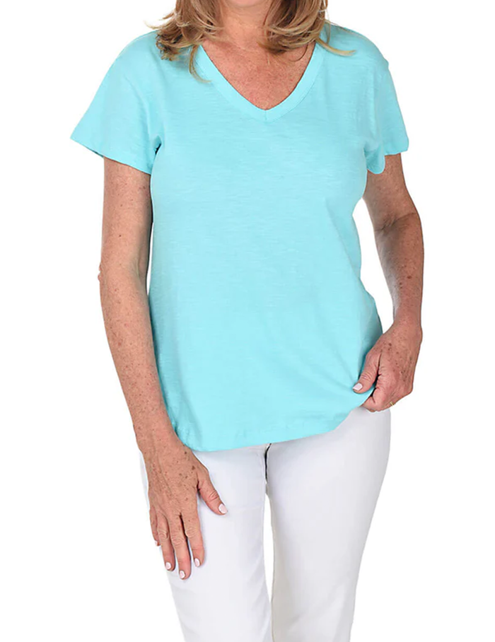 Blue Radiance  Short Sleeve V-Neck | front side