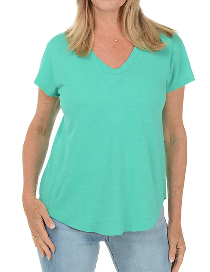 Garden Green Short Sleeve V-Neck | front side