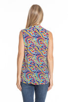 Ikat Inspired Multi Color - Button up Tank Back APNY