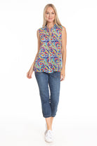 Ikat Inspired Multi Color - Button up Tank Full APNY