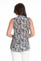 Monochrome Leaves - Button Up Tank Back APNY