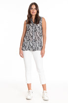 Monochrome Leaves - Button Up Tank Full APNY