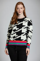 Houndstooth Pattern Pullover With Color Band APNY