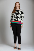 Houndstooth Pattern Pullover With Color Band APNY