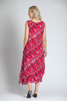 Diagonal Ikat Print - V-neck Tank Long Dress