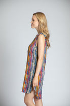 Kaleidoscope Tree Print - Sleeveless 1/2 Button-up Dress