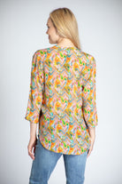 Colorful Chevron Rhapsody - 3/4 Sleeve Mandarin Collar Button-up