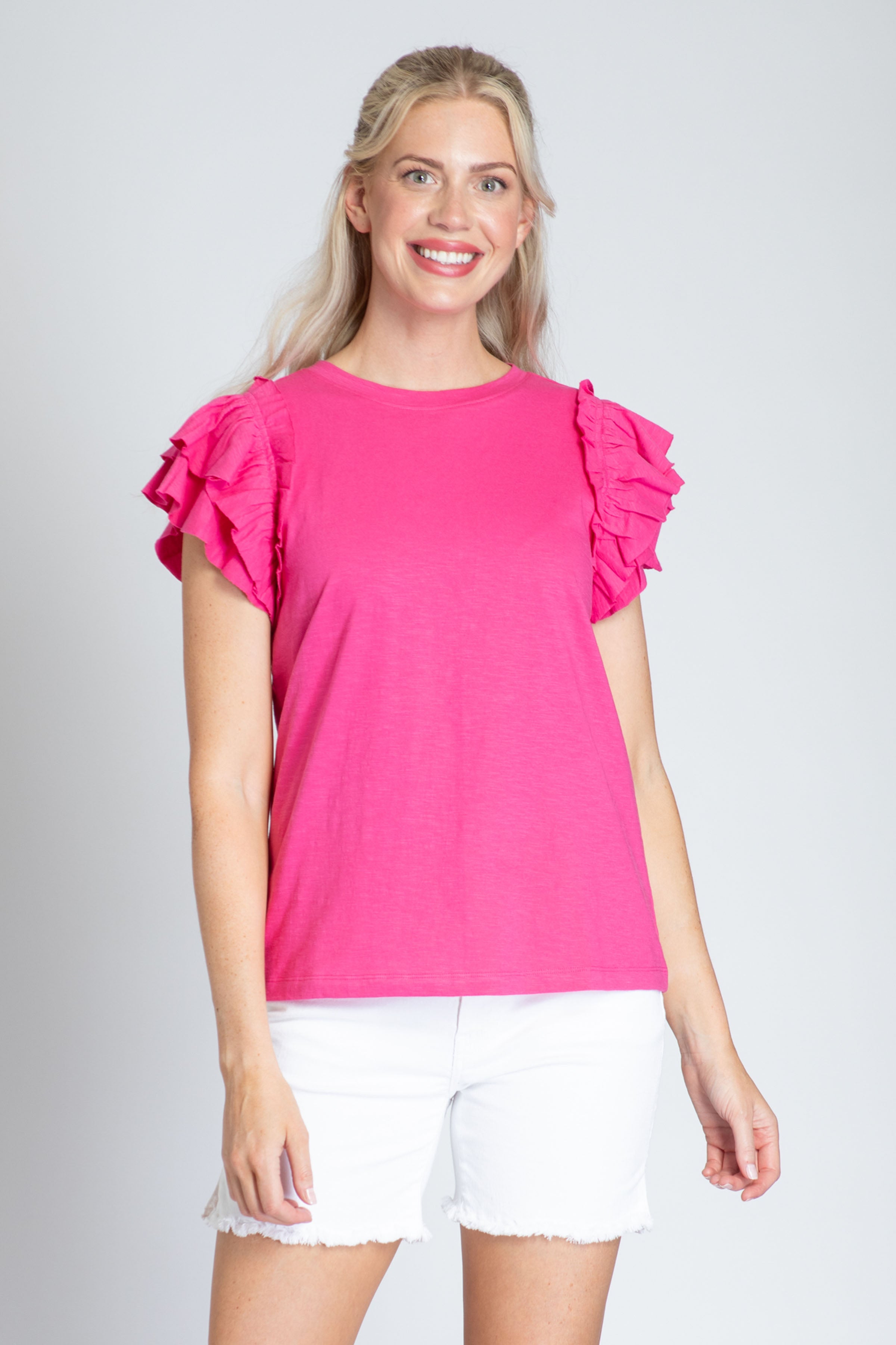 Ruffle cap hot sale sleeve top