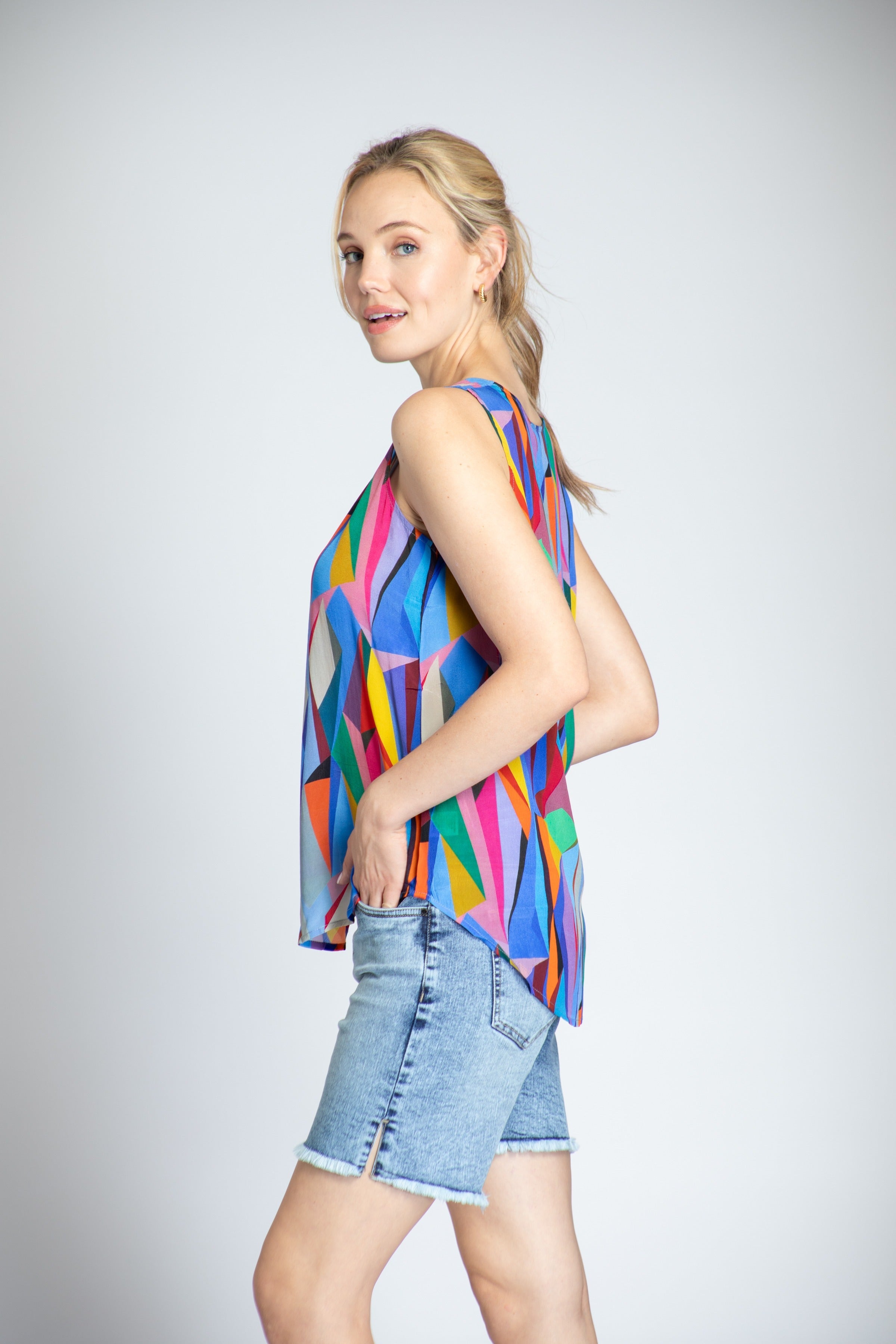  Colorful Mosiac Print - V-neck Tank