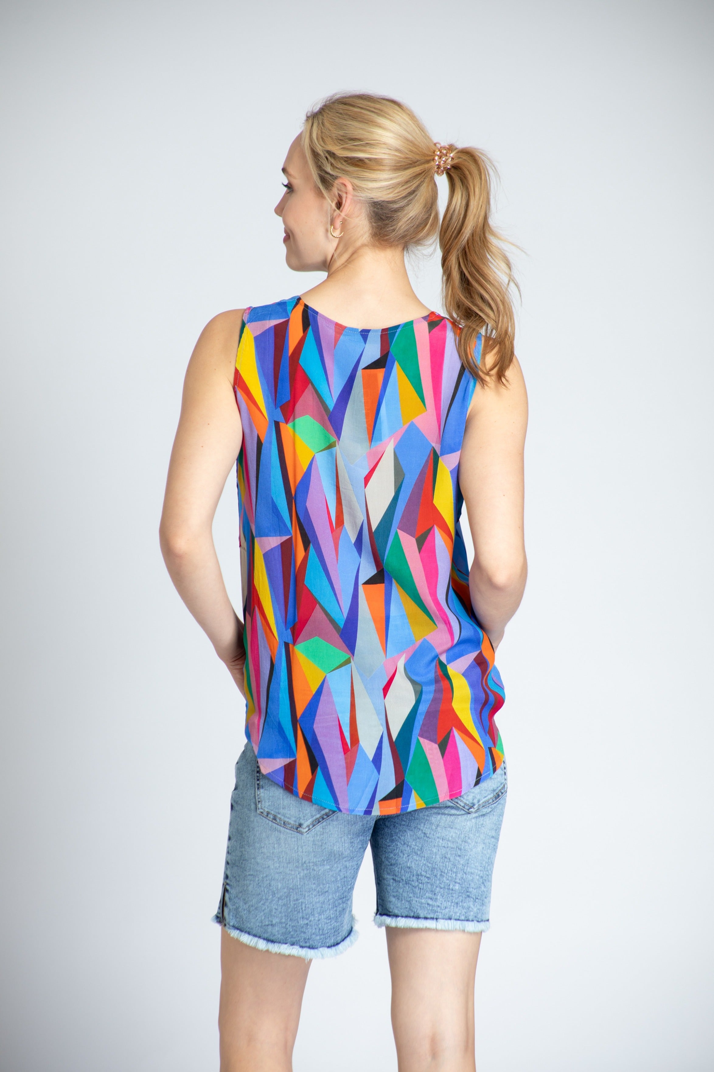  Colorful Mosiac Print - V-neck Tank