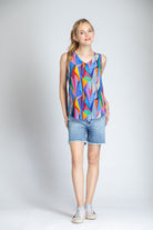  Colorful Mosiac Print - V-neck Tank