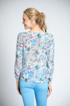 Multi Floral Print - V-neck Tie Front Top