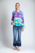 Colorful Ombre Print - Button-up With Roll-up Sleeve