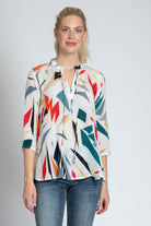 Abstract Multicolor Print - V-neck With Tassel