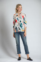 Abstract Multicolor Print - V-neck With Tassel