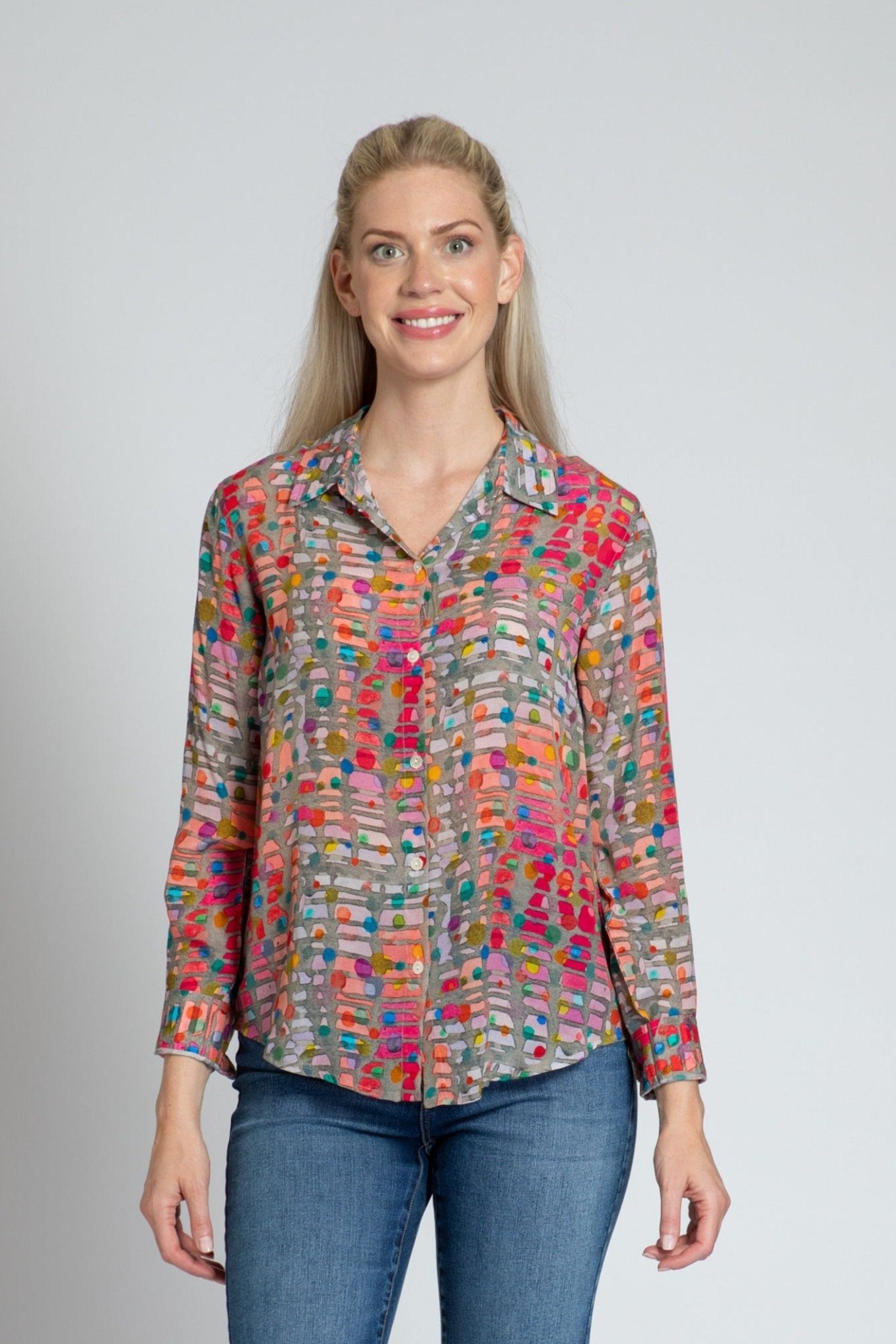 Colour Theory Confetti Print - Button-up With Roll-up Sleeve