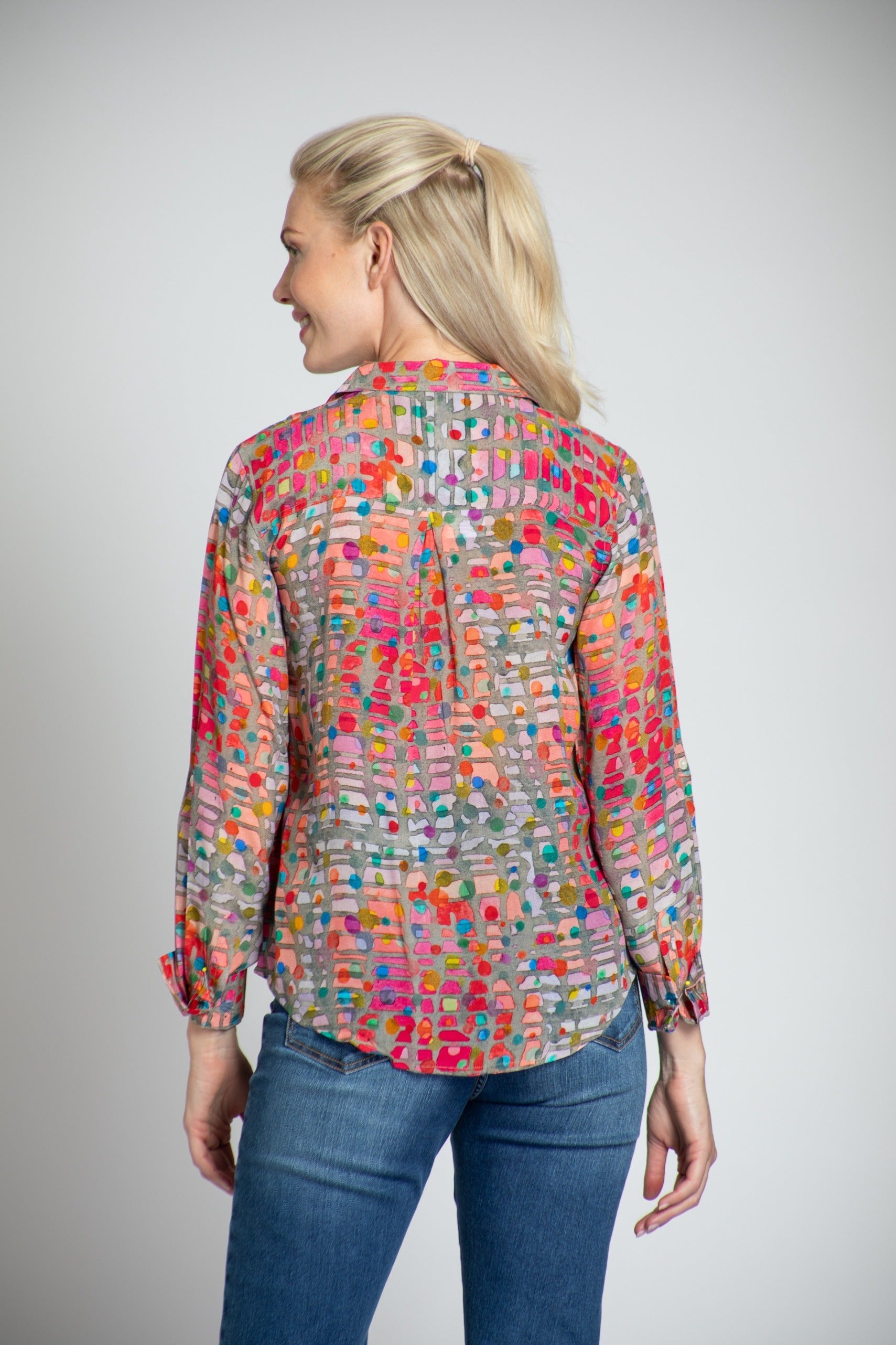 Colour Theory Confetti Print - Button-up With Roll-up Sleeve