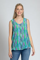 Colorful Dripping Stripe Print - V-neck Tank