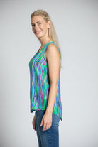 Colorful Dripping Stripe Print - V-neck Tank