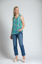 Colorful Dripping Stripe Print - V-neck Tank