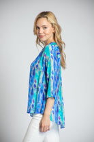 Layered Rhombus Stripe - V-neck With Tassel