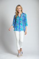 Layered Rhombus Stripe - V-neck With Tassel