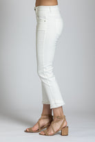 Olivia Pull-On Crop Frayed Jean | left side