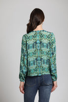 Turquoise Reflections - V Neck Tie Front Top | Back side