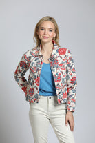 Vintage Jacobean Floral Printed Denim Jacket | front side