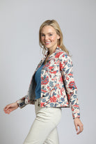 Vintage Jacobean Floral Printed Denim Jacket | left side