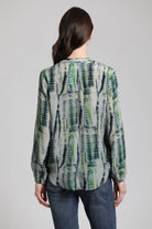 Forest Green Shibori Print - Half-plaket Pullover Blouse | Back side