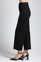 Ponte Cropped Wide Leg Pant With Patch Pocket - black | left side