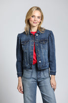 Puff Sleeve Jean Jacket - Medium Indigo | front side