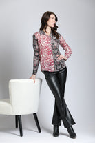 Zebra Inspired & Paisley Print Mix - Button Up Top With Roll Up Tab Sleeve