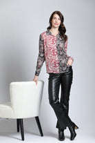 Zebra Inspired & Paisley Print Mix - Button Up Top With Roll Up Tab Sleeve