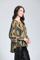 Desert Wave Print - Pullover With Smocked Cuff | Right side