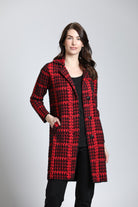 Single Breasted Plush Houndstooth Cozy Coat | Front side