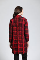 Single Breasted Plush Houndstooth Cozy Coat | Back side