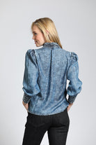 Moon Wash Top With Ruched Collar & Cuffs | back side