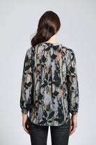 Painterly Leaves Print - Crossover Top With Tassel | back side