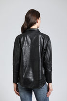 Vegan Leather Henley With Grommet Details | back side