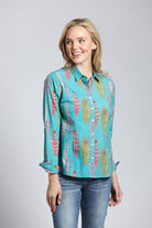 Colorful Feather Print Classic Button-up Shirt | front side