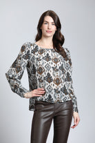 Timeless Ikat Print - Pullover With Smocked Cuff | front side