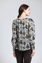 Timeless Ikat Print - Pullover With Smocked Cuff | back side