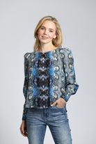 Ethnic Fusion Print - Pullover With Smocked Cuff | Front side