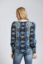 Ethnic Fusion Print - Pullover With Smocked Cuff | back side