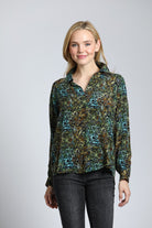 Winter Blooms Half plaket Pullover Blouse | front side