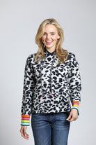 Animal Pattern Hoodie w/Colorful Cuffs | front side