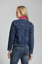 INDIGO Collarless Jean Jacket | back side