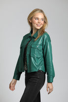 Snap Front Shirt Jacket With Patch Pockets | left side